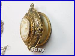 6 Hand Carved Antique Cameos! 5 Lavaliers & 1 Locket Free Shipping