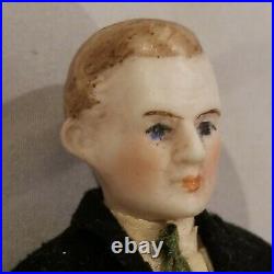 7 Antique Dollhouse Doll Victorian Man Husband Rare Bisque Head hands Miniature