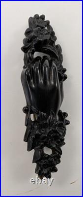 7 Victorian Vintage Jewelry Black Mourning Brooches Hand Carved Bakelite 1930's