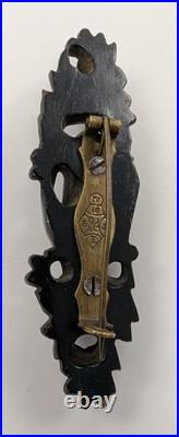 7 Victorian Vintage Jewelry Black Mourning Brooches Hand Carved Bakelite 1930's