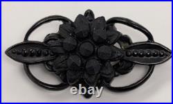 7 Victorian Vintage Jewelry Black Mourning Brooches Hand Carved Bakelite 1930's