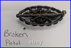 7 Victorian Vintage Jewelry Black Mourning Brooches Hand Carved Bakelite 1930's