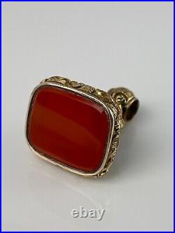 9K Hand Chased Early Victorian Carnelian Fob