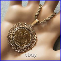 9 ct GOLD second hand Victorian half sovereign pendant