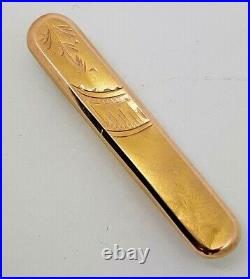 9ct Solid Yellow Gold Antique Vintage Hand Engraved Name Rectangular Bar Brooch