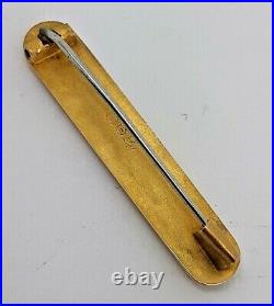 9ct Solid Yellow Gold Antique Vintage Hand Engraved Name Rectangular Bar Brooch
