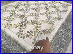 9x12 Victorian French Aubusson NeedlePoint Handmade FLORAL Rug HAND MADE