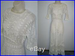 AMAZING Antique c1900s Edwardian Victorian Dress Hand Made Mixed Lace Wedding