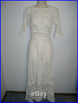 AMAZING Antique c1900s Edwardian Victorian Dress Hand Made Mixed Lace Wedding