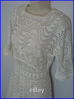 AMAZING Antique c1900s Edwardian Victorian Dress Hand Made Mixed Lace Wedding