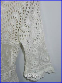 AMAZING Antique c1900s Edwardian Victorian Dress Hand Made Mixed Lace Wedding