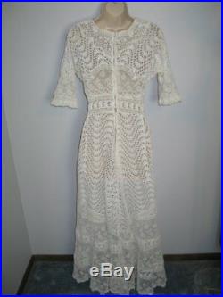 AMAZING Antique c1900s Edwardian Victorian Dress Hand Made Mixed Lace Wedding