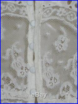 AMAZING Antique c1900s Edwardian Victorian Dress Hand Made Mixed Lace Wedding