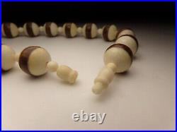 ANTIQUE 1900's LARGE HAND CARVED BEAD INLAID ROSEWOOD CHOKER NECKLACE 16 WOW