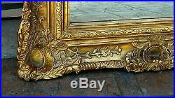 ANTIQUE 19c FRENCH LARGE WOOD HAND VICTORIAN CARVED ORNATE GILT FRAME MIRROR