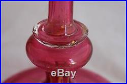 ANTIQUE BOHEMIAN MOSER CRANBERRY GLASS Gold Hand paint LUSTER PAIR MANTLE PRISMS