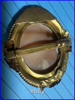ANTIQUE Edwardian 1909 HAND CARVED SHELL