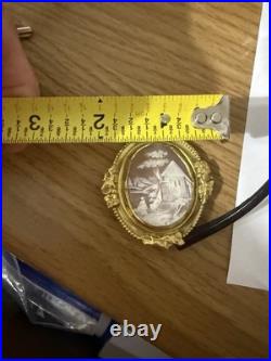 ANTIQUE Edwardian 1909 HAND CARVED SHELL