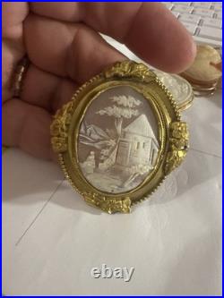 ANTIQUE Edwardian 1909 HAND CARVED SHELL
