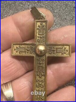 ANTIQUE LARGE VICTORIAN CROSS WITH FILIGREE WORK Great Piece Rare