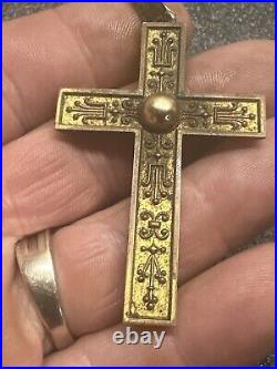 ANTIQUE LARGE VICTORIAN CROSS WITH FILIGREE WORK Great Piece Rare