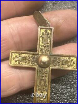 ANTIQUE LARGE VICTORIAN CROSS WITH FILIGREE WORK Great Piece Rare