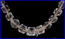 ANTIQUE SIMMONS Hand Cut ROCK CRYSTAL QUARTZ 14kt GOLD Spacers NECKLACE c 1910