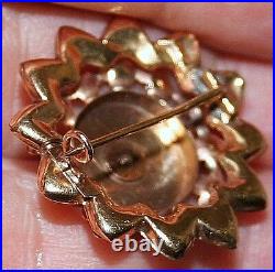 ANTIQUE VICTORIAN FRENCH ROSE 18k GOLD PEARL FLOWERS HAND MADE BROOCH PIN c1880