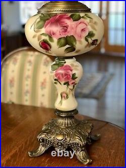 ANTIQUE VICTORIAN GWTW Banquet Parlor Lamp Ball Globe Hand Painted 34