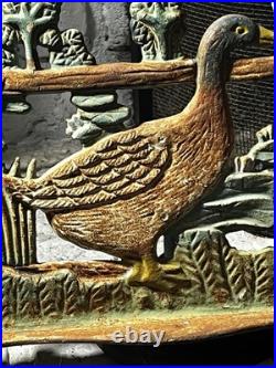 ANTIQUE VICTORIAN Goose Recipe Holder Cast Iron HAND PAINTED