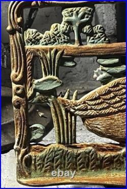 ANTIQUE VICTORIAN Goose Recipe Holder Cast Iron HAND PAINTED