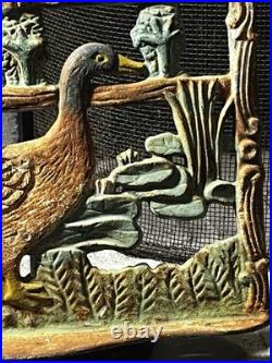 ANTIQUE VICTORIAN Goose Recipe Holder Cast Iron HAND PAINTED