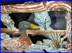 ANTIQUE VICTORIAN Goose Recipe Holder Cast Iron HAND PAINTED