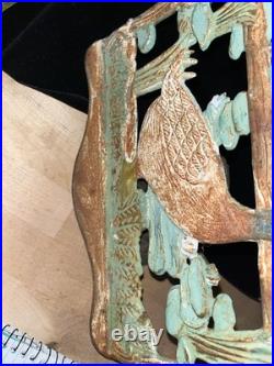 ANTIQUE VICTORIAN Goose Recipe Holder Cast Iron HAND PAINTED