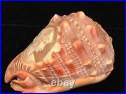 ANTIQUE VICTORIAN HAND CARVED CAMEO FULL SHELL CARVING OF YOUNG WOMAN or GIRL