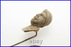ANTIQUE VICTORIAN HAND CARVED LAVA CAMEO BUST STICKPIN c1860
