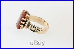 ANTIQUE VICTORIAN HAND CARVED SHELL CAMEO RING 10K ROSE GOLD RING Sz 3