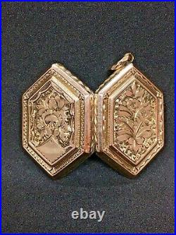 ANTIQUE VICTORIAN HAND ETCHED ROSE GOLD FILLED PENDANT LOCKET WATCH FOB Mourning