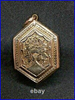 ANTIQUE VICTORIAN HAND ETCHED ROSE GOLD FILLED PENDANT LOCKET WATCH FOB Mourning