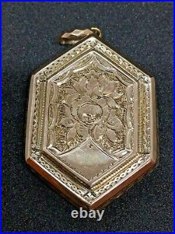 ANTIQUE VICTORIAN HAND ETCHED ROSE GOLD FILLED PENDANT LOCKET WATCH FOB Mourning