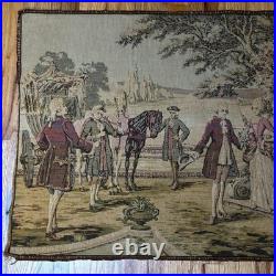 ANTIQUE VICTORIAN HAND WOVEN FRENCH SCENE TAPESTRY 1920's WALL HANGING RUNNER