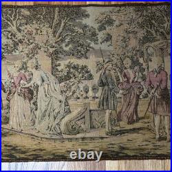 ANTIQUE VICTORIAN HAND WOVEN FRENCH SCENE TAPESTRY 1920's WALL HANGING RUNNER