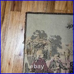 ANTIQUE VICTORIAN HAND WOVEN FRENCH SCENE TAPESTRY 1920's WALL HANGING RUNNER