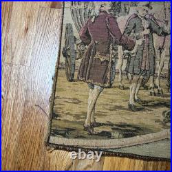 ANTIQUE VICTORIAN HAND WOVEN FRENCH SCENE TAPESTRY 1920's WALL HANGING RUNNER