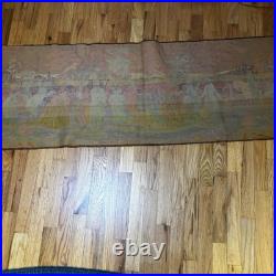 ANTIQUE VICTORIAN HAND WOVEN FRENCH SCENE TAPESTRY 1920's WALL HANGING RUNNER