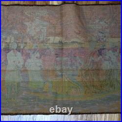 ANTIQUE VICTORIAN HAND WOVEN FRENCH SCENE TAPESTRY 1920's WALL HANGING RUNNER
