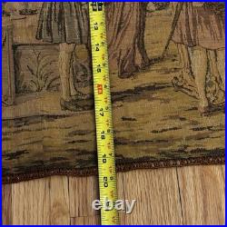 ANTIQUE VICTORIAN HAND WOVEN FRENCH SCENE TAPESTRY 1920's WALL HANGING RUNNER