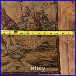 ANTIQUE VICTORIAN HAND WOVEN FRENCH SCENE TAPESTRY 1920's WALL HANGING RUNNER