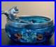 ANTIQUE VICTORIAN Hand Painted ART GLASS NUT BOWL FIGURAL SILVER PLATE SQUIRREL