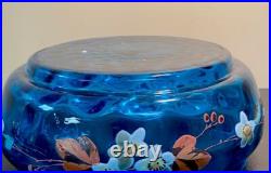 ANTIQUE VICTORIAN Hand Painted ART GLASS NUT BOWL FIGURAL SILVER PLATE SQUIRREL